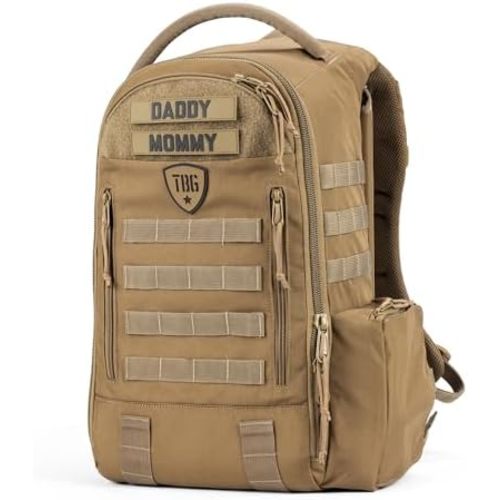 TBG - Mens Tactical Diaper Bag Backpack w/Built-in Changing Mat, Stroller Strap (Coyote Brown 4th Gen)
