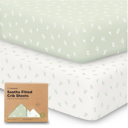 KeaBabies 2-Pack Organic Crib Sheets - 52x28 Fitted Crib Mattress Sheet Neutral, Breathable Jersey Cotton Cover for Baby Bed, Toddler Mattress, Soft & Cute Prints (Herb)