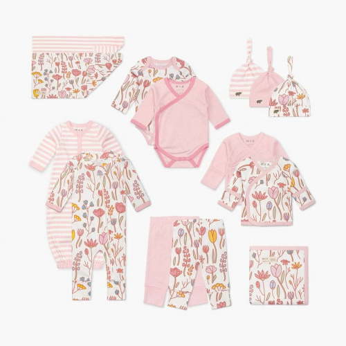 M+A by Monica + Andy Organic Gender Neutral Baby Shower Gift Set, 14-Piece, Preemie-3 Months