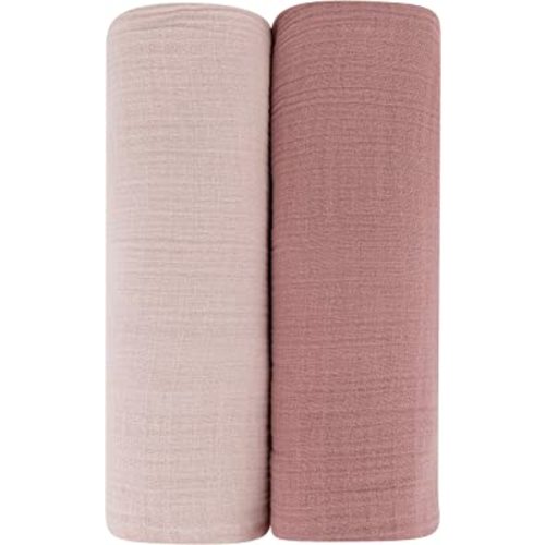 Amazon.com: Ely's & Co. Cotton Muslin Swaddle Blanket 2-Pack for Baby Girl — 100% Cotton Muslin Extra-Large Swaddle Blankets (47” x 47”) Cranberry & Rosewater Pink : Baby