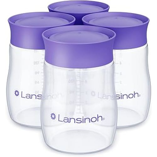 Lansinoh Breastmilk Storage Bottles | 4-Pack 5oz BPA & BPS-Free | Pump-to-Storage Feeding Bottles | Compatible with Lansinoh Breast Pumps and Nipples