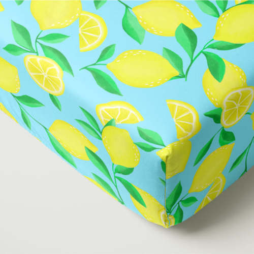 Blue Sunny Citrus Fitted Crib Sheet