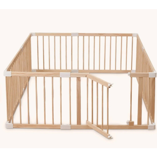 HARPPA Wooden Baby Gate Playpen | Non-Toxic Foldable DIY Adjustable Play Yard for Infants & Toddlers – Natural Finish Baby Fence for Small & Large Spaces
