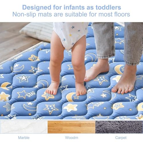Premium Foam Baby Play Mat 50" X 50", Thick One-Piece Crawling Mat, Odorless Baby Mat Floor Mat, Non-Slip Cushioned Baby Playmat for Infants,Babies,Toddlers. Machine Washable for Easy Care.