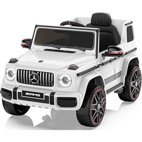 ANPABO Licensed Mercedes-Benz G63 Car for Kids, 12V Ride on Car w/Parent Remote Control, LED Headlights, Music Player & Horn, Soft Start, Low Battery Prompt, Kids Electric Car, White