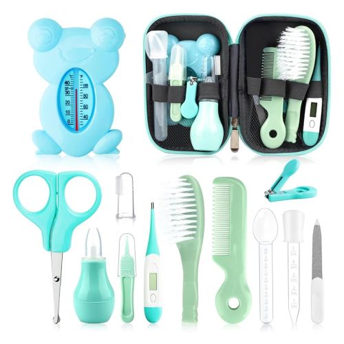 Baby Grooming Kit, Infant Safety Care Set with Hair Brush Comb Nail Clipper Nasal Aspirator,Baby Essentials Kit for Newborn Girls Boys