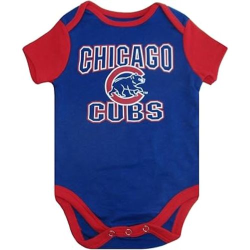 VF Chicago Cubs Team Logo Wordmark Infant Creeper Bodysuit - Blue