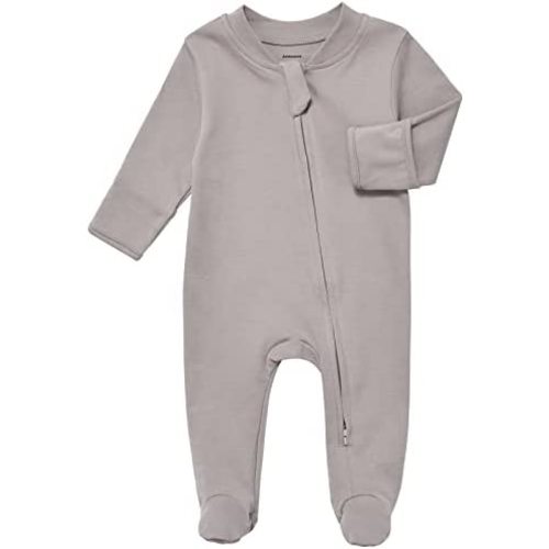 Aablexema Organic Cotton Baby Footie Pajamas with Mittens Newborn Soft Zip Sleeper