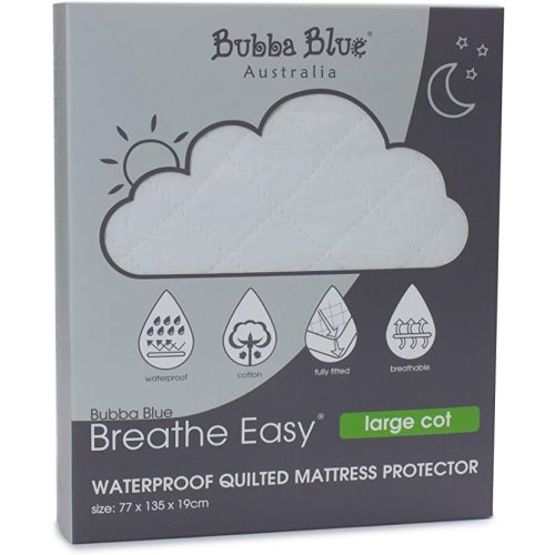 Bubba Blue Breathe Easy Waterproof Quilted Large Cot Mattress Protector, White : Amazon.com.au: Home
