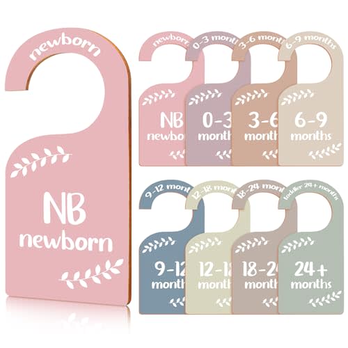Wooden Baby Closet Dividers, 8 Pcs Double-Sided Baby Clothes Organizer from Newborn to 24 Month, Baby Clothes Dividers for Baby Room, Nursery, Daycare Wardrobe