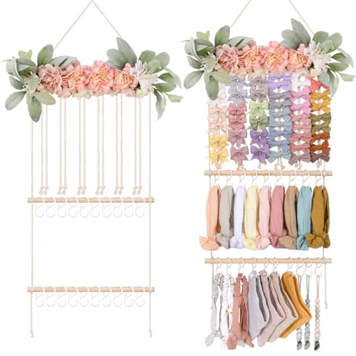 POVETIRE Headband Holder Hair Bows Organizer for Girls, Hair Accessories Display Storage Wall Hanging Decor for Baby Nursery Toddler Girls Room
