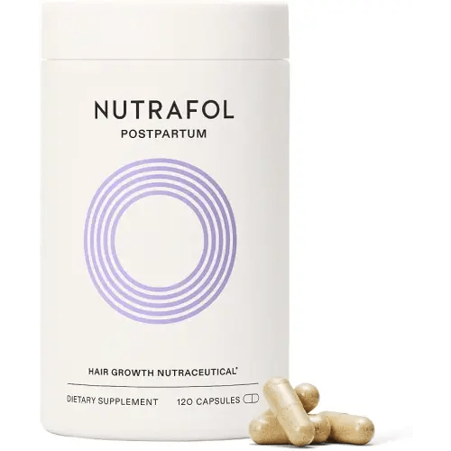 Nutrafol Postpartum Hair Growth Supplements, Clinically Tested for Visibly Thicker Hair and Less Shedding, Breastfeeding-friendly - 1 Month Supply