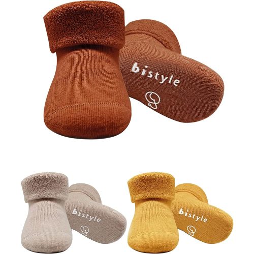 Baby Non Slip Socks 3 Pairs Thick Cotton Terry Socks Seamless Baby Socks Infants Toddlers Kids Winter Warming Socks