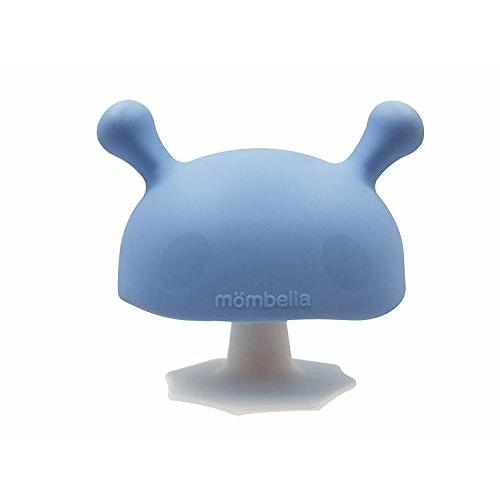 Mombella Mimi Mushroom Silicone Breast-Shaped Skin Like Soothing Pacifier Teether for 0-6months Sucking Babies, Light Blue