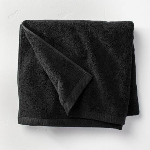 Organic Bath Sheet Black - Casaluna™: Heavyweight Organic Cotton, Fade-resistant, Low Lint, Machine Washable