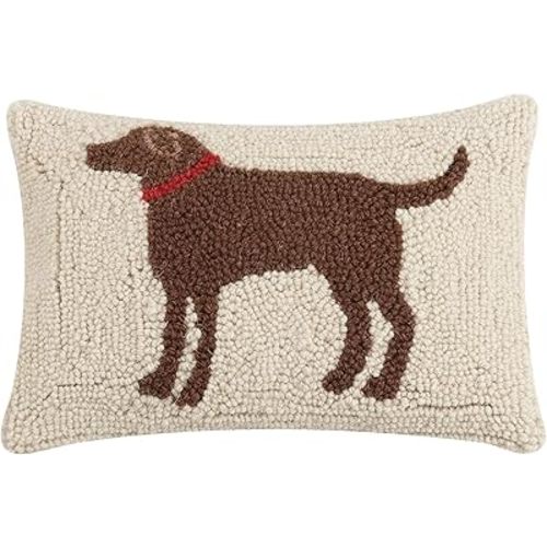 Peking Handicraft 30JES1458C12OB Brown Dog Wool and Cotton Pillow, 8 X 12 inch