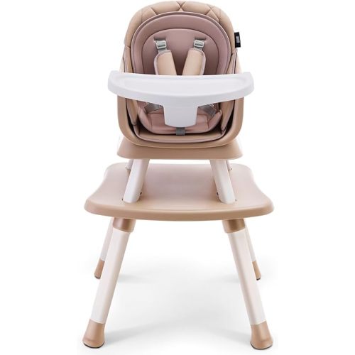 HARPPA 6 in 1 Baby High Chair, Convertible Infant Feeding Chair for Babies & Toddlers Table, Dining Booster Seat with Removable Tray, Khaki