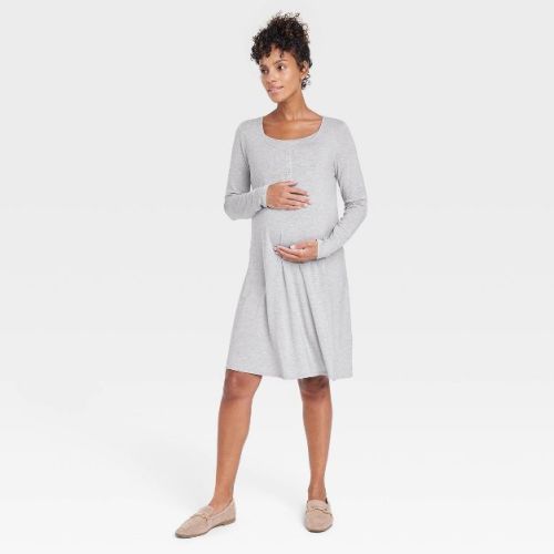 Long Sleeve Nursing Henley Maternity Dress - Isabel Maternity by Ingrid & Isabel™
