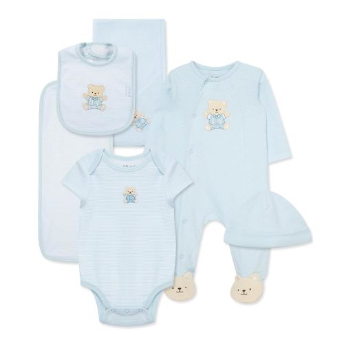 Little Me Baby Layette Gift Set - Footie and Cap, Onesie, 3-Piece Bib And Burp Set, Swaddling Blanket, Baby Shower Gifts