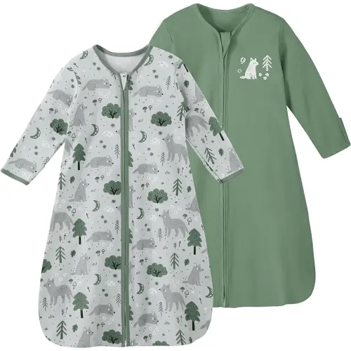 Yoofoss Baby Sleep Sack 0-6 Months Long Sleeve Wearable Blanket Baby 100% Organic Cotton 2-Way Zipper 0.5 Tog Newborn Sleeping Sack, Lightweight(Small)