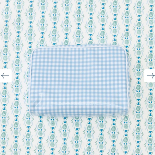 Weezie Large Patterned Toiletry Bag - Light Blue Gingham