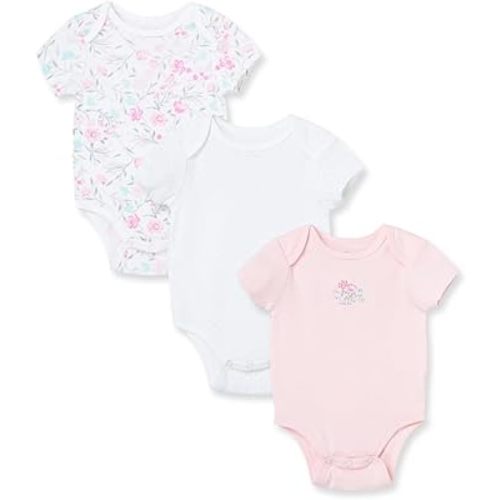 Little Me Baby Girls' 3-Pack 100% Cotton Scratch Free Tag Bodysuits