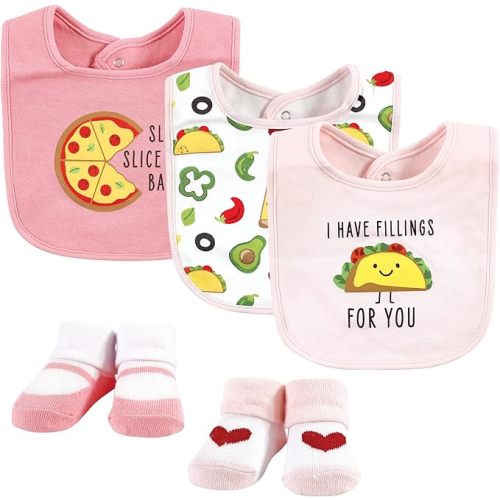 Hudson Baby Unisex BabyCotton Bib and Sock Set