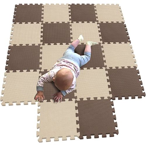 MQIAOHAM® 18 Pieces Puzzle Play Mats, Soft Baby Play Mat, Kids Interlocking Foam Floor Tiles, Toddlers Carpet Playmats G301018-106110