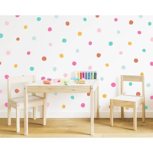 Rainbow Polka Dot Wall Decals - Removable Wall Stickers, Kids Room Wall Decor, Nursery Wall Art, Peel-and-Stick Confetti Decals