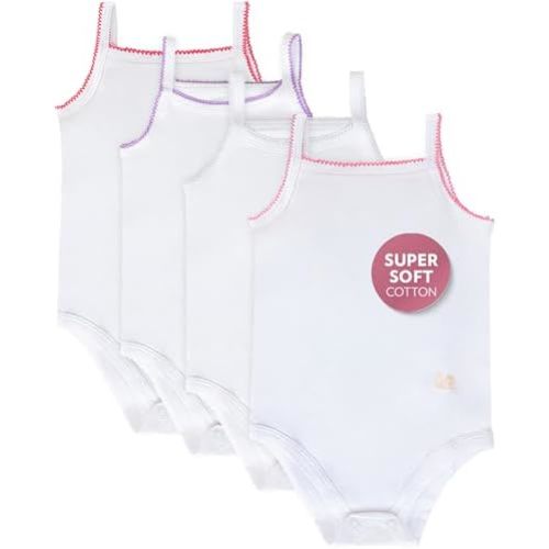 Feathers Tank Top Baby Girl Undershirts - Super Soft Cotton One-Piece Toddler Bodysuit (4 Pack) (Multicolor)