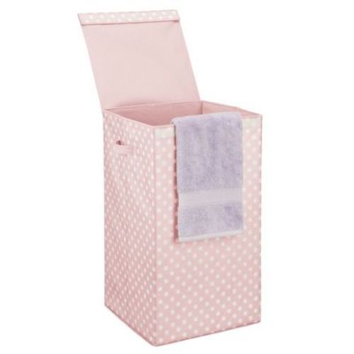 Mdesign Large Laundry Hamper With Lid/handles For Nursery, Pink/white Polka Dots