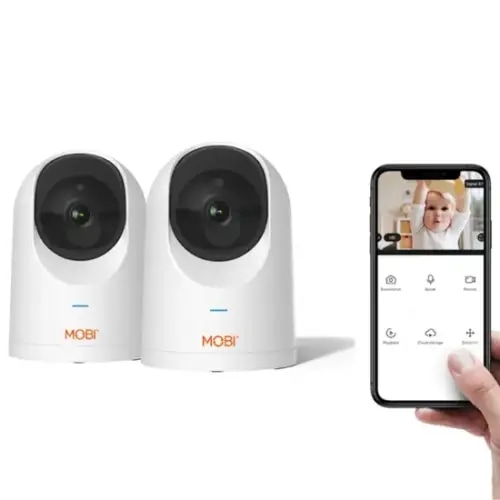 MOBI Cam PRO HD 2Pk WiFi Pan & Tilt Video Baby Monitor w 2-Way Audio, Color Night Vision, & Cry Detection White 70666 - Best Buy