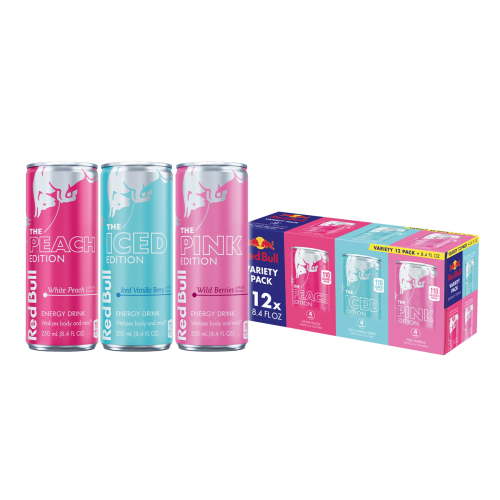 Red Bull Energy Drink Variety Pack, Peach, Iced Vanilla Berry, Pink