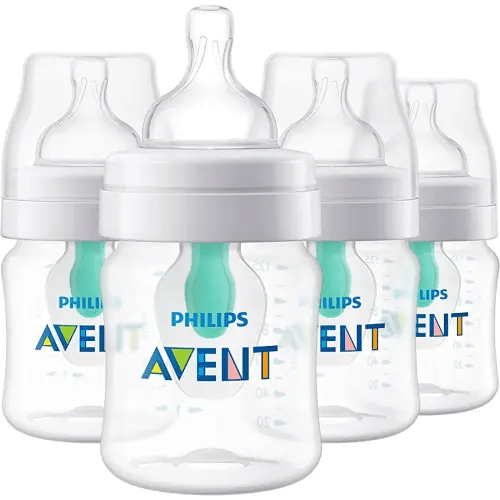 Philips Avent Anti-Colic Bottle with AirFree Vent, 4oz, 4pk, Clear, SCY701/04