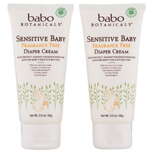 Babo Botanicals Sensitive Baby Zinc Diaper Cream Fragrance Free 2 Ct 3 oz