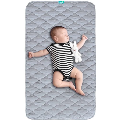 Waterproof Crib Mattress Protector Pad Cover 28" x 52", Anti Slip & Absorbent Waterproof Bed Pads for Standard Crib/Toddler Bed Quilted Machine Washable (Quilted Improved Thickness) Grey