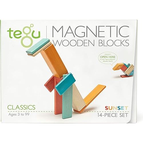 14 Piece Tegu Magnetic Wooden Block Set, Sunset