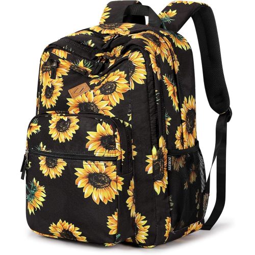 ZORFIN 26L Backpack for College, and Travel: Water Resistant Bookbag - Sunflower