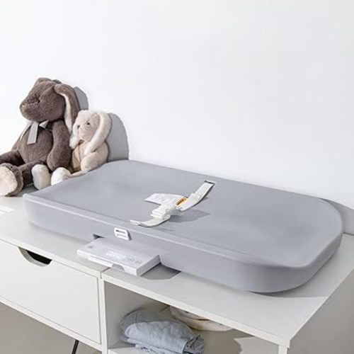 COMOMY Baby Changing Pad and Scale, 2 in 1 Wipeable Diaper Changing Pad with Accurate Baby Scale, Waterproof Non-Slip with Safety Strap & Large Display, Easy to Clean, Fits Changing Table, Dresser