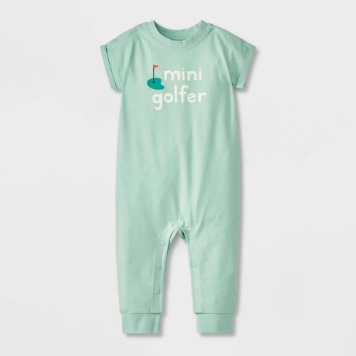 Baby Mini Golfer Romper - Cat & Jack™ Light Green Newborn