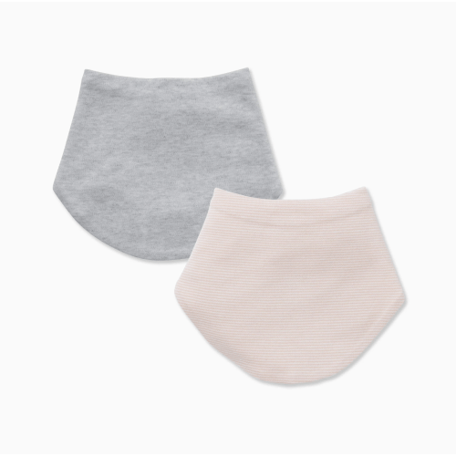 Bib 2 Pack - Grey & Blush Stripe
