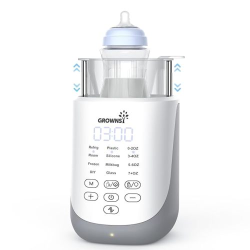 GROWNSY Bottle Warmer, 10-in-1 Fast Baby Bottle Warmer with Night Light for Breastmilk&Formula, Parent's Choice Milk Warmer with Innovative Auto-Lift Feature, Smart Accurate Control, Memory Function - white