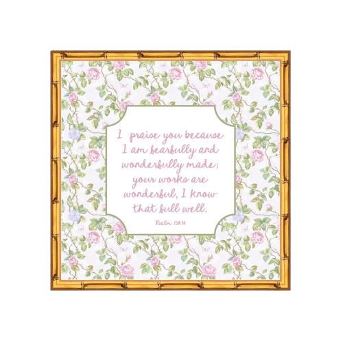 Psalm 139 I am Fearfully and Wonderfully Made, Nursery bible verse wall art, girls nursery print, Grand Millennial Nursery, Chinoiserie