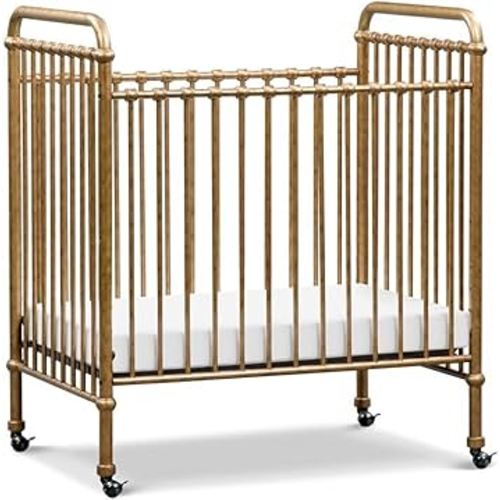 NAMESAKE Abigail 3-in-1 Convertible Mini Metal Crib in Vintage Gold, Greenguard Gold Certified