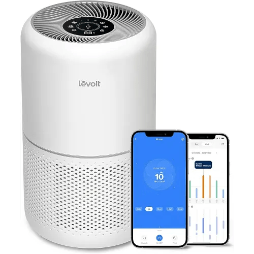 LEVOIT Air Purifiers for Home Bedroom, Smart WiFi, HEPA Sleep Mode for Home Large Room, Quiet Cleaner for Pet Hair, Allergies, Dust, Smoke, Pollon, White Noise, Alexa Control, Core300S-P, White