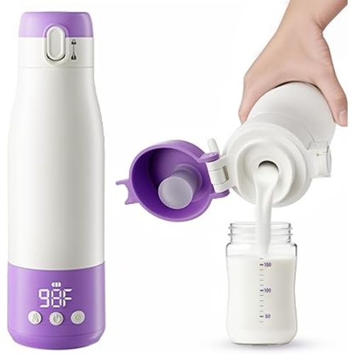 Portable Bottle Warmer for Travel, 3 Min Quick Heating with 12oz Capacity, SUS 316 Steel, Timer, 9000mAh Battery, Travel Bottle Warmer On The Go for Breastmilk or Formula
