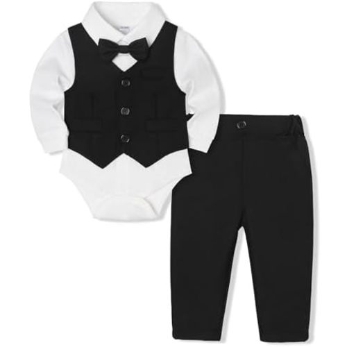 Baby Boy Clothes Suits Infant Gentleman Wedding Outfit Formal Dress Shirt Vest Bowtie Pants 4Pcs Baby Suit Sets