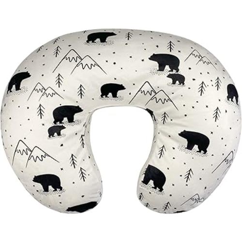 OWLOWLA Minky Nursing Pillow Cover, Breastfeeding Pillow Slipcover Fits Nursing Pillow for Baby Boy Girl(Bear)