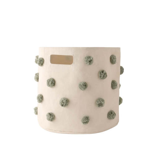 Pom Pom Basket Bin - Sage