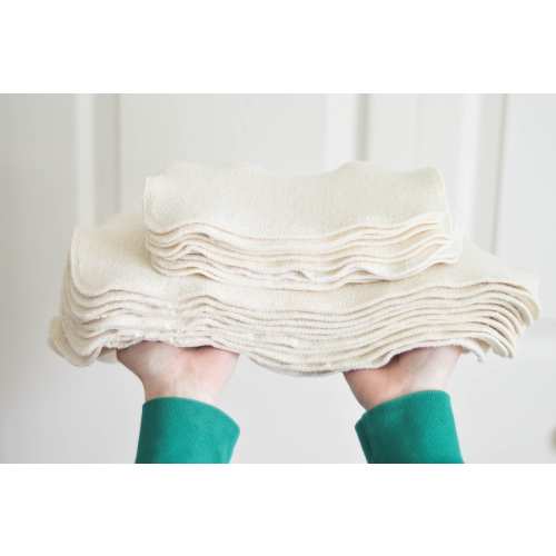 Organic Cloth Diaper Insert, Reusable Diaper Nappy Cotton French Terry Thick 2-Ply, Baby Diaper Soaker Pad, GOTS Burp Cloth Baby Shower Gift